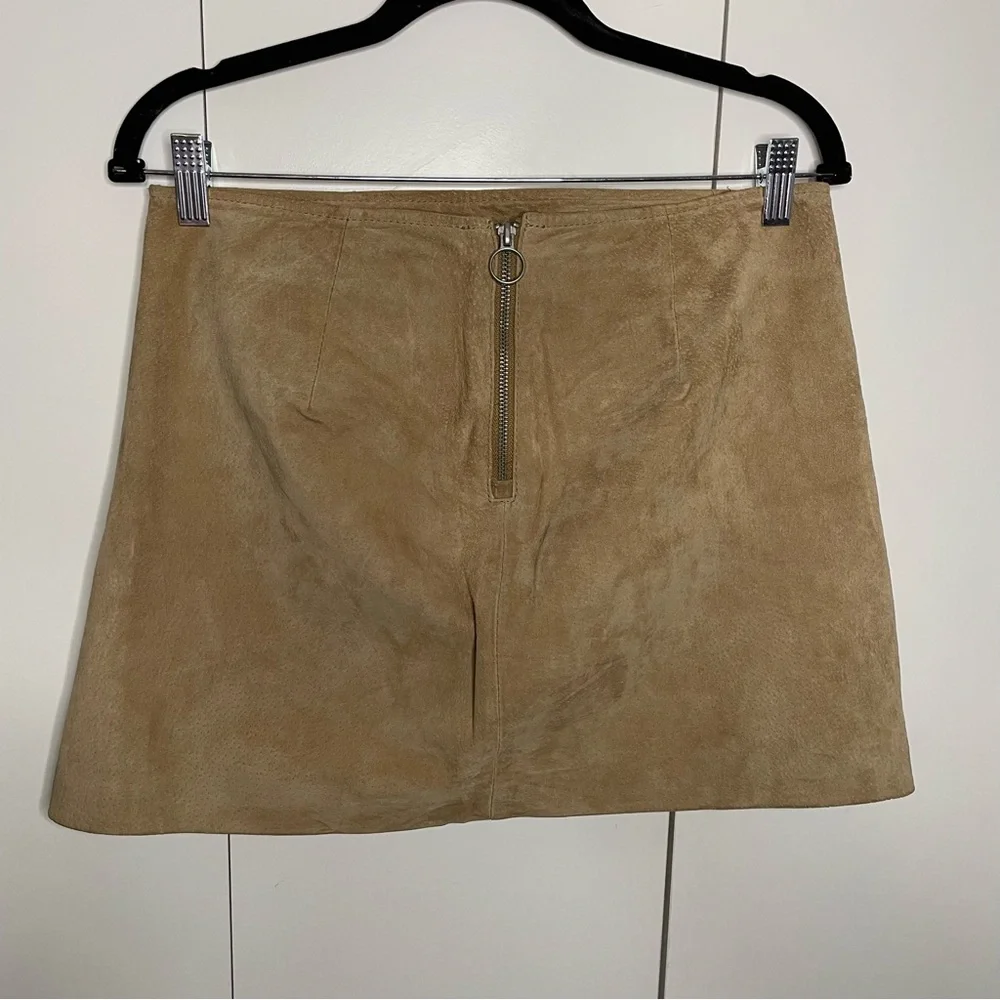 Blank NYC 100% leather mini Skirt tan neutral women’s size 28